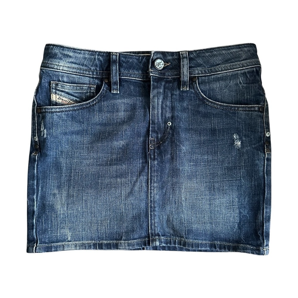 Diesel Blue Denim Low Waisted Mini Skirt Size 24
